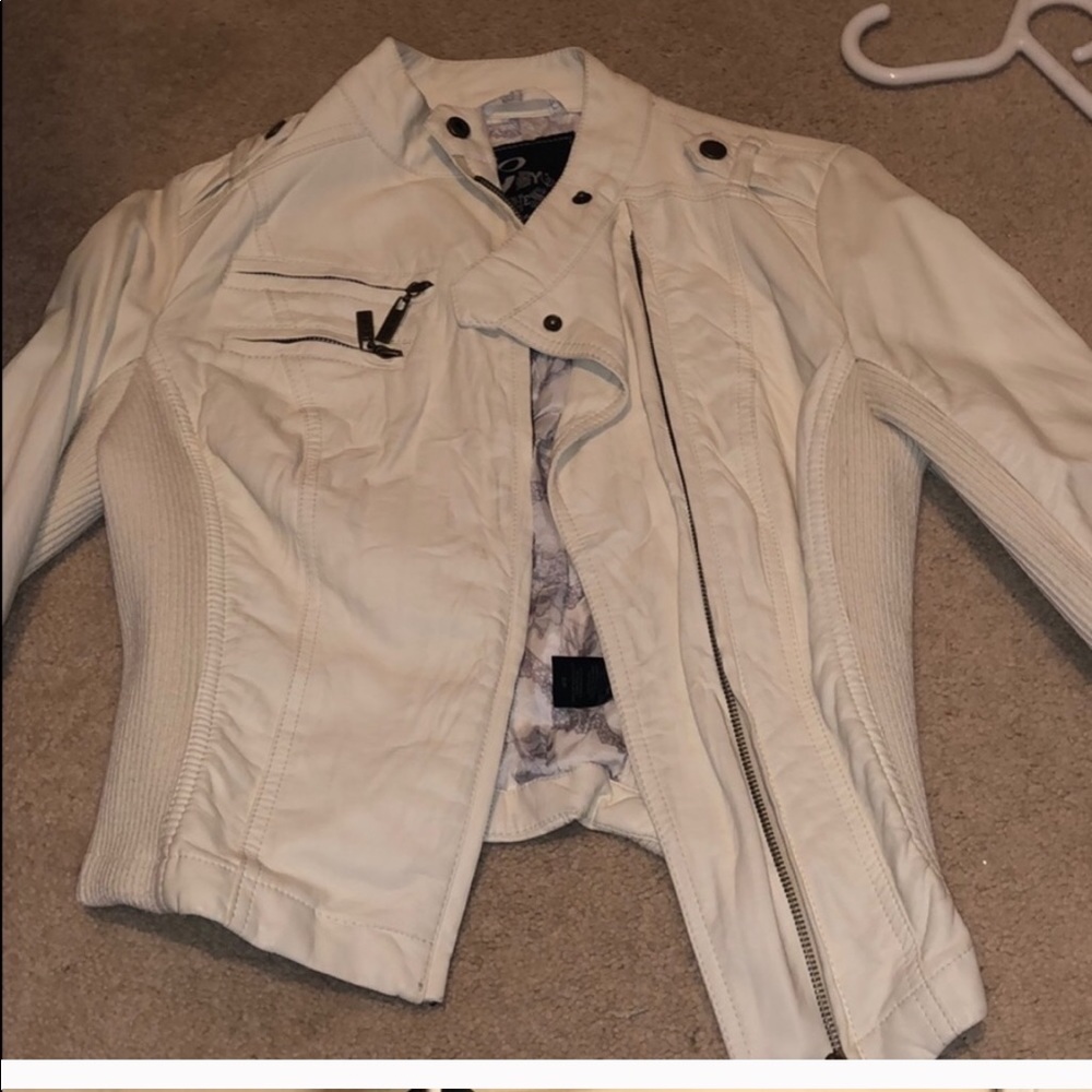 White fax leather jacket